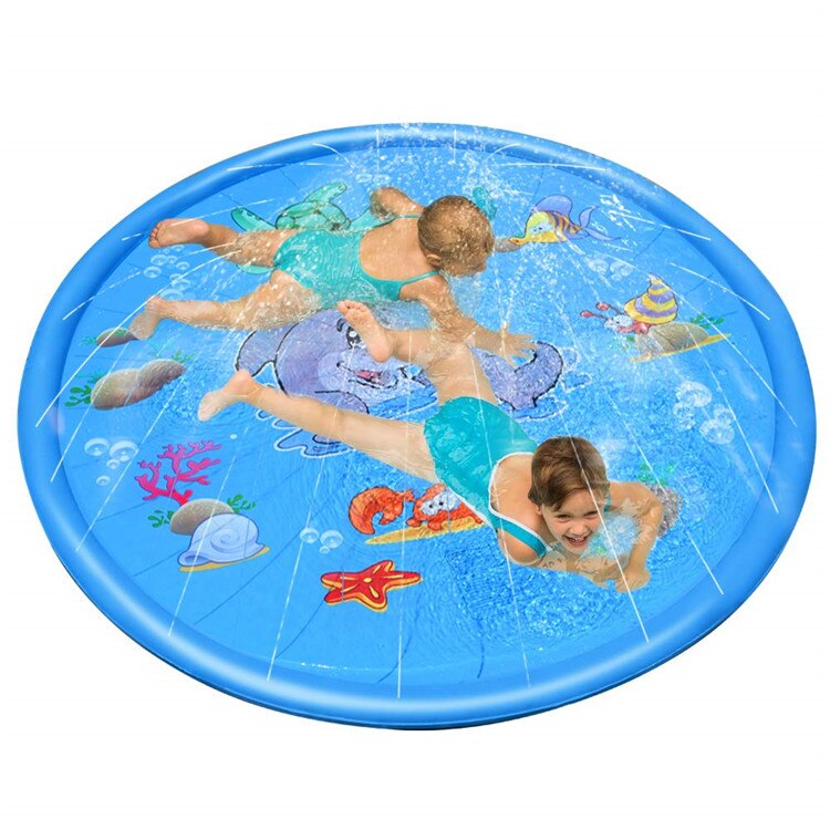 170cm Summer Children's Baby Play Water Mat Games Beach Pad Lawn Inflatable Spray Water Cushion Toys Swiming Pool Accessories: Blue