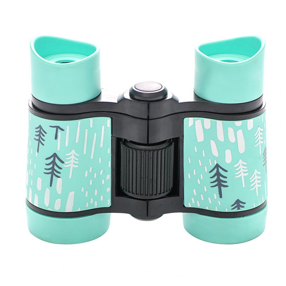 Jumelles pour enfants 4x jumelles enfants petit télescope outil d'observation d'observation des oiseaux jumelles d'extérieur de dessin animé: green