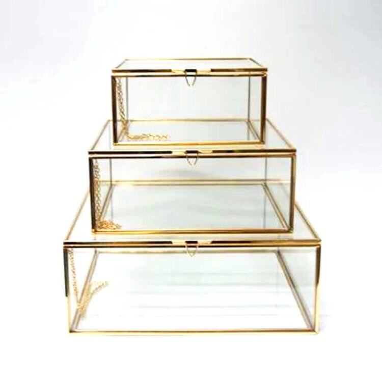 Joyero nórdico de cristal, caja de almacenamiento de estilo Retro, tocador, caja de pañuelos, colección de acabado, cubierta de exhibición para tienda de uñas