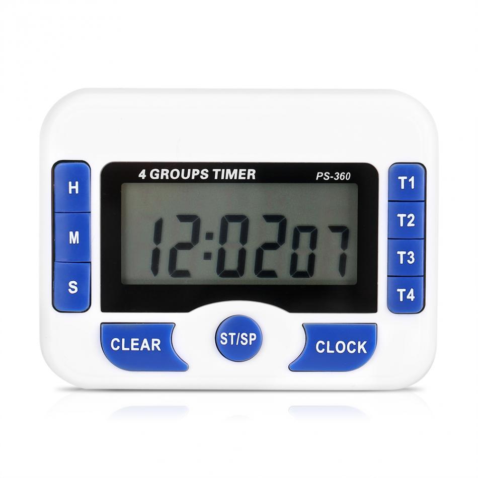 Magnetic LCD Digital Kitchen Countdown Timer Alarm 4-Channel Kitchen Timer Practical Cooking Timer Alarm Clock