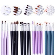 Ensemble de pinceaux à ongles pour Gel UV et acrylique, 7/15 pièces, brosse à ongles pour doublure, dessin, peinture, stylo, , outil d'art des ongles