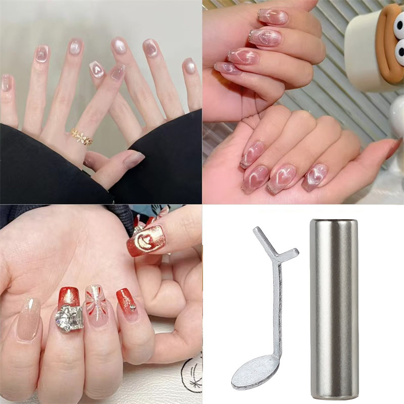 Juego de imanes de ojo de gato para uñas en forma de corazón, herramienta para uñas, Clip de papel especial, combinación de barra magnética de alambre, 2/3 Uds.