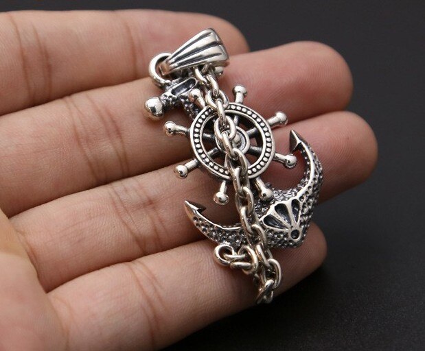 Anker Hanger Ketting - S925 Sterling Zilver - Retro Punk Piraat Stijl