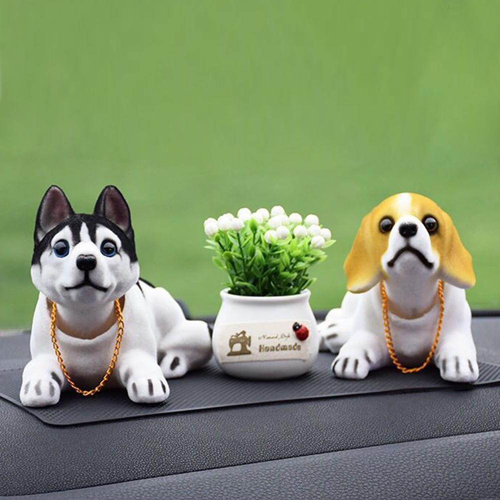 1 stk bil interiør instrumentbræt rystende hoved hund ornament sød  c1 b 3 nikkende interiør dekoration hvalp dol bil plys tilbehør  t4 b 4