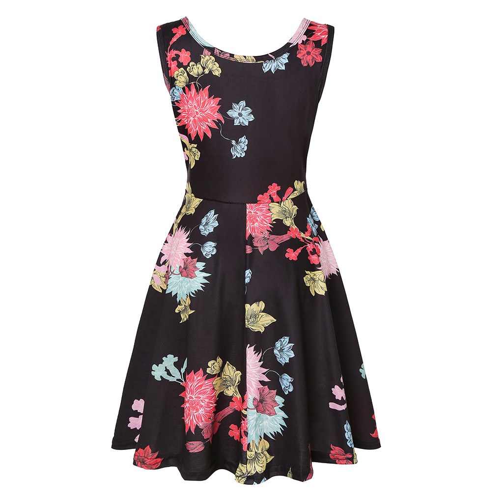 Vrouwen Mouwloze Bloemenprint Zomer Strand EEN Lijn Casual Dress Party Dress2019 vrouwen mode print jurk