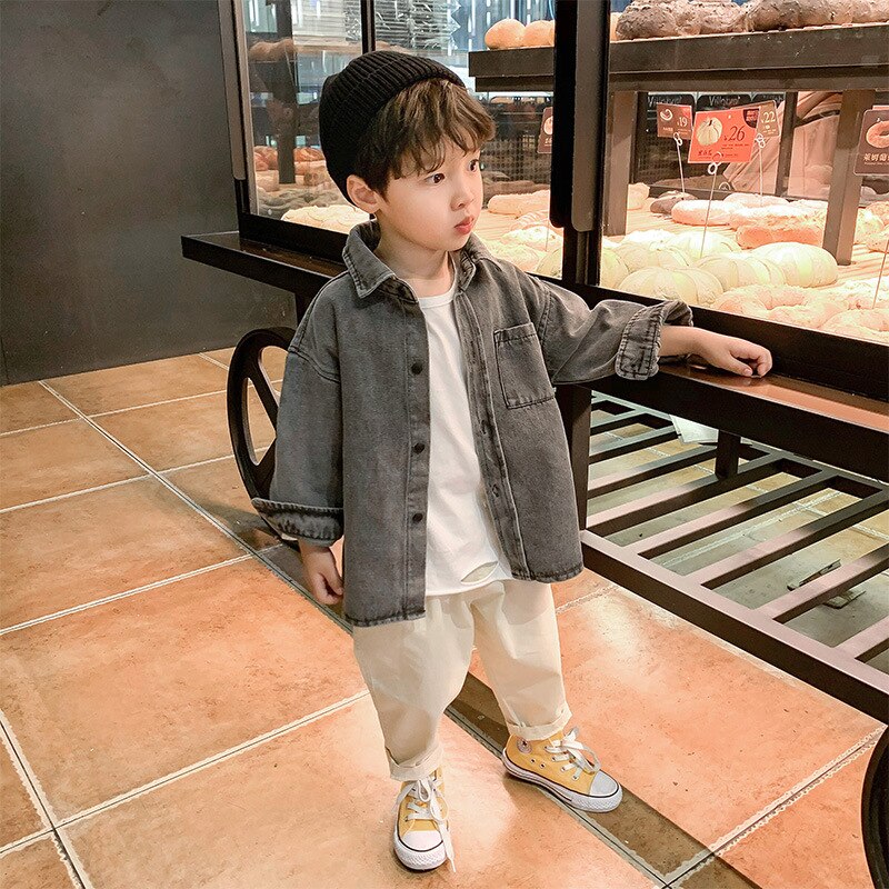 Casaco jeans casual primavera outono, roupa de área externa para crianças fantasia escola adolescente roupas de menino alta qualidade