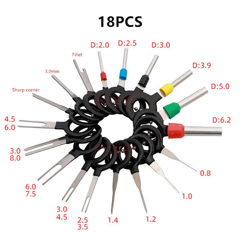 11/18/26pcs Car Puller Tool Kit Set Automotive Wires Terminals Remover Auto Repair Tool Stylus Pins Hand Tooling Car Accessories