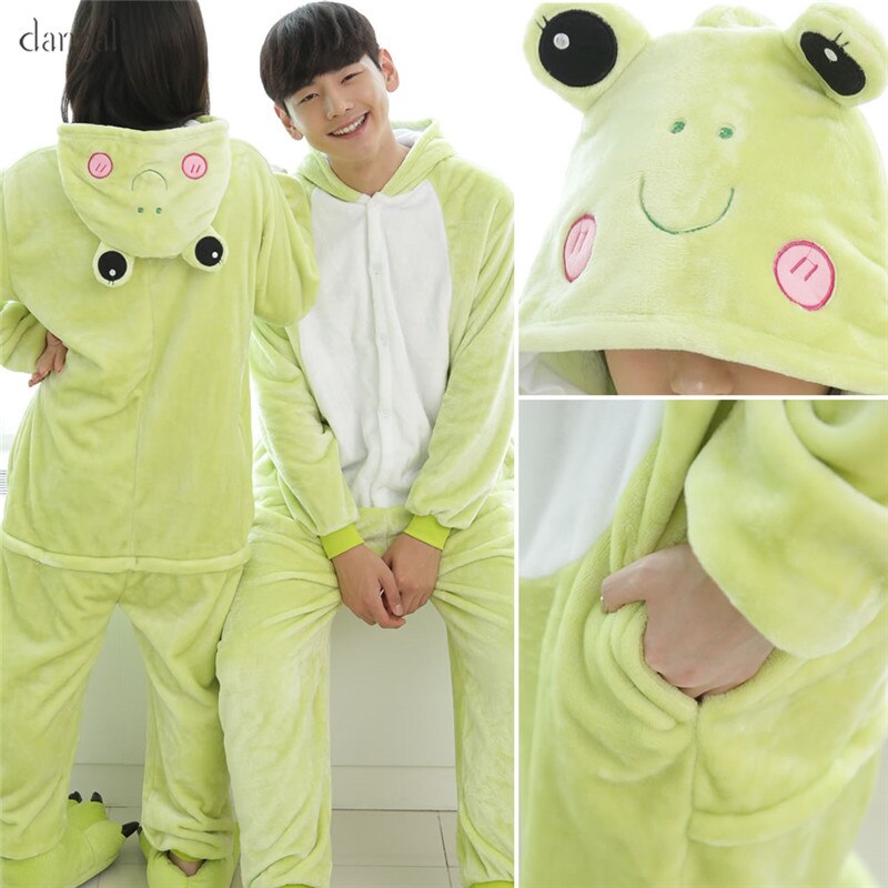 Kigurumi Green Frog Kigurumi Pajamas Animal One Piece Unisex Pajama kigurumi Pajama Bottoms Adult&Kids Frog Onesie Warm Soft2018