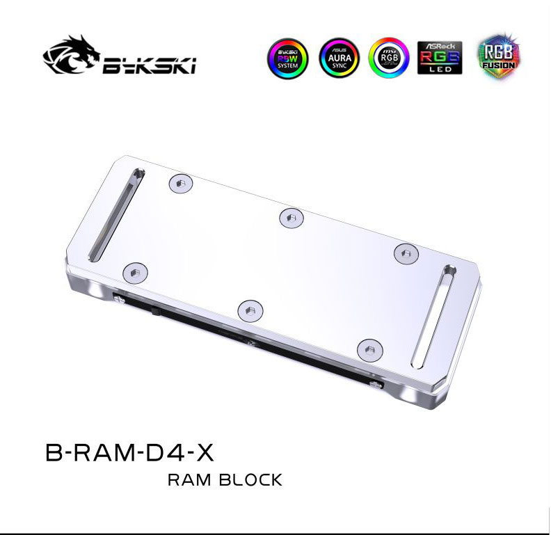 Bykski RAM Water Cooling Block RGB, Transparent Support 2/4 Channels Memory Cooler Liquid Radiator, 5V/12V SYNC, B-RAM-D4-X
