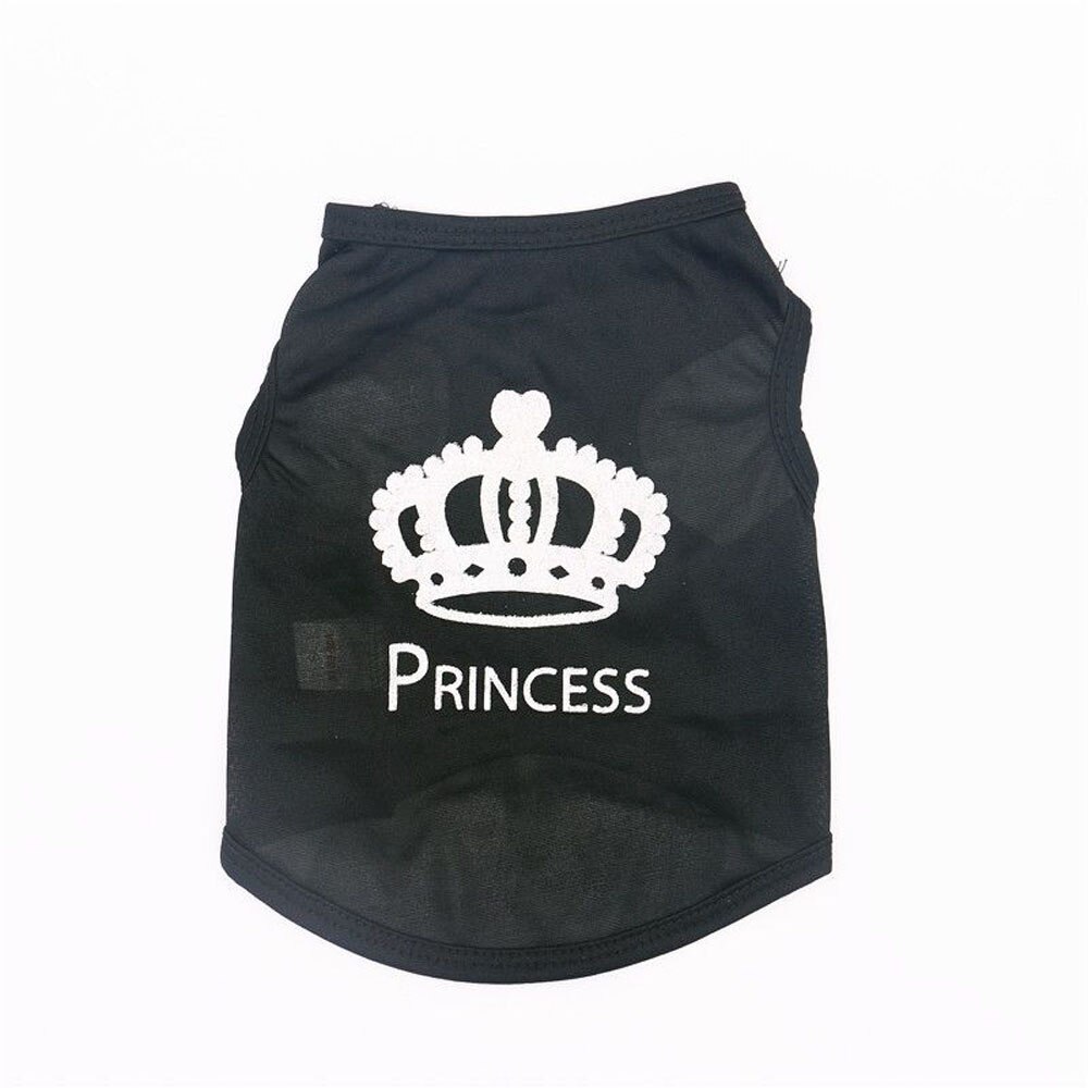 Pet Hond Kat Leuke Prinses Polyester T-shirt Kleding Vest Zomer Jas Puppy Kostuums Honden T-shirt: S black