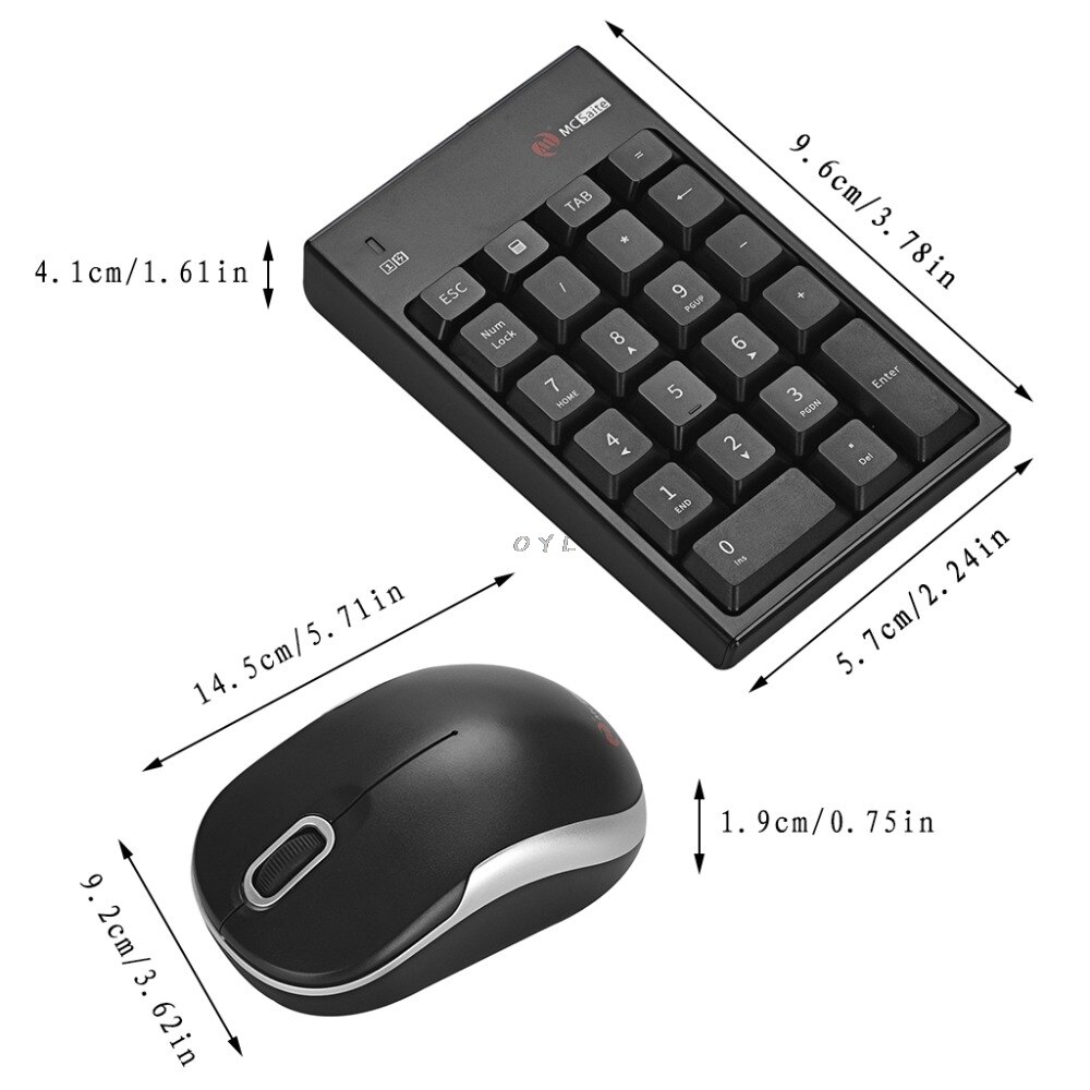 2.4G Auto-Link Wireless Numeric Keypad Number Keyboard &amp; Optical Mouse Combo Set For Desktops Laptops