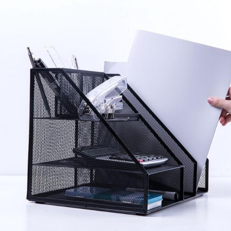 -Home Office Desktop Office storage File Rack Organizer Sorter Black Metal Mesh