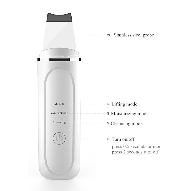 Skin Scrubber Facial Skin Scrubber Electric SPA Gentle Blackhead Remover Ultrasonic Facial Cleaner Spatula Face Lifting Massager
