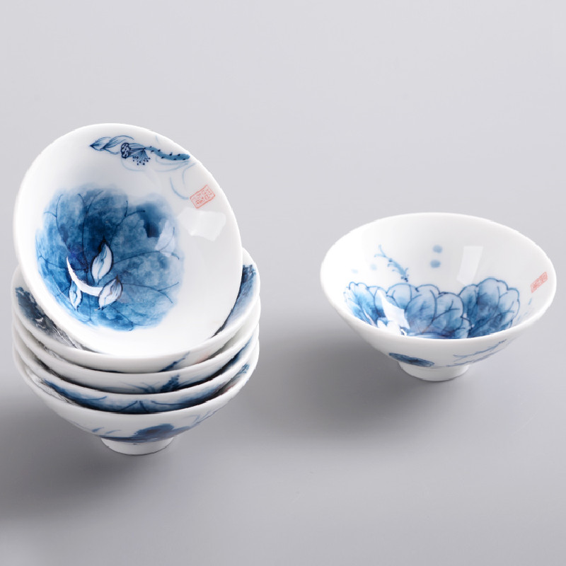 2 Teile/satz Chinesische Hand Bemalt Keramik Teetasse Haushalt Meister Tee Schüssel Einzigen Tasse Getränk Handgemachte Tee-einstellen Kegel Teetassen
