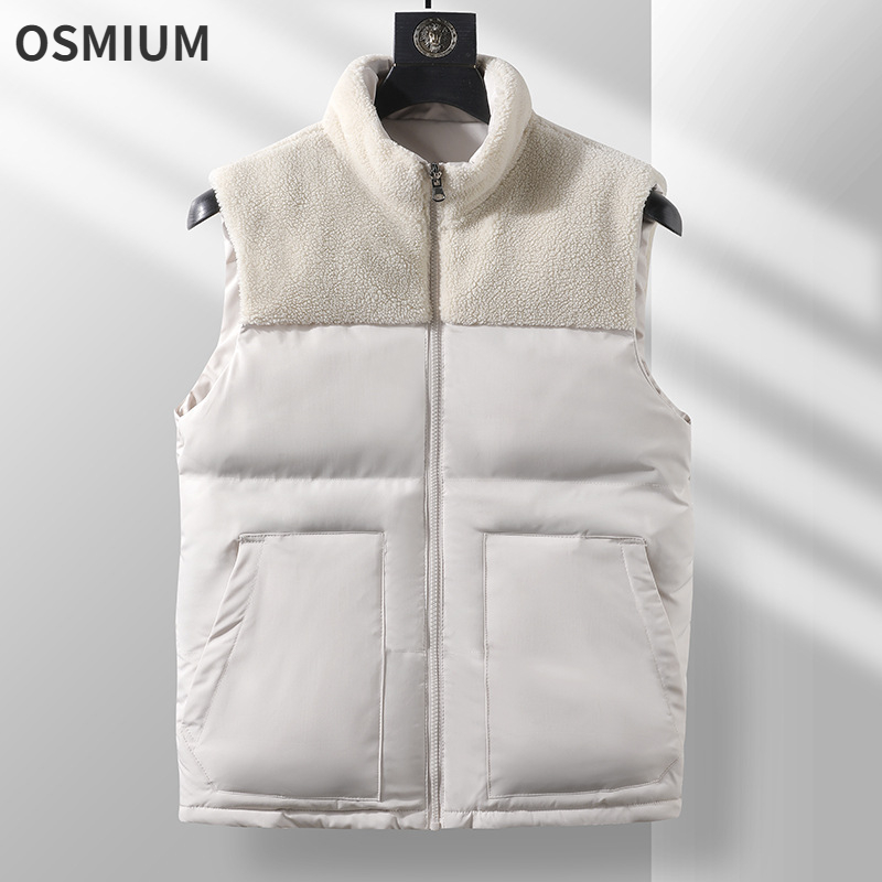 Uomo autunno inverno gilet di cotone senza maniche a doppia faccia caldo soffice piumino di cotone più dimensione cappotto con cerniera verde bianco 4XL 5XL