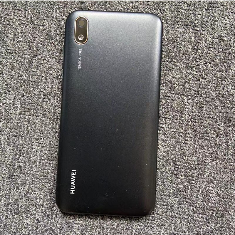 Capa traseira de vidro para huawei y5 5.71, capa de bateria para substituição em AMN-LX9 y5 2019 com lente de câmera: Bright black