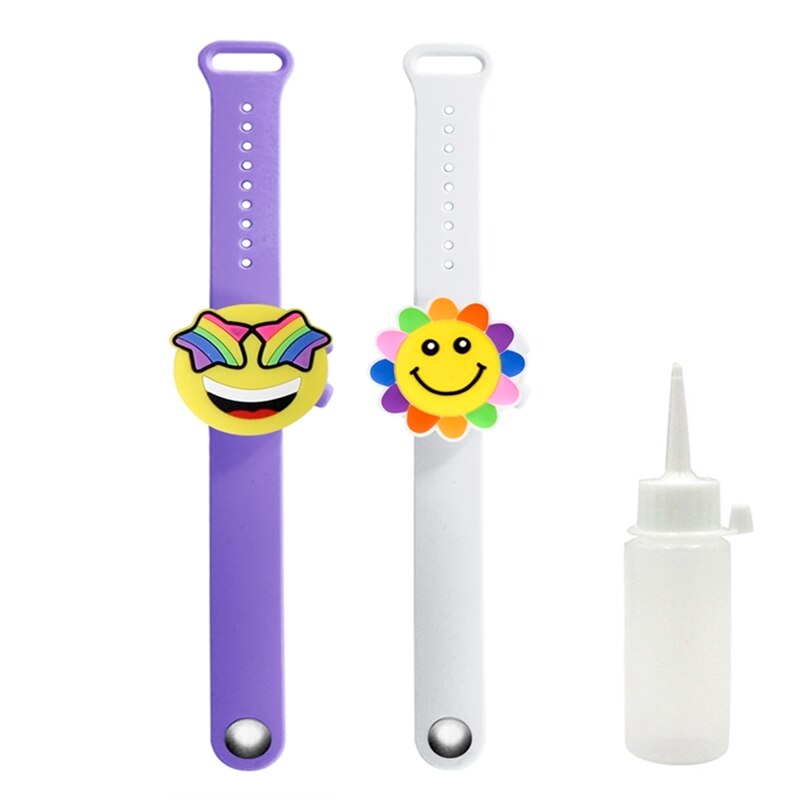 2Pcs Cute Unicorn Cartoon Wristband Hand Dispenser Portable hand sanitizer hand sanitzer hand sanatizer holder for children Kids: R 2Pcs Purple White