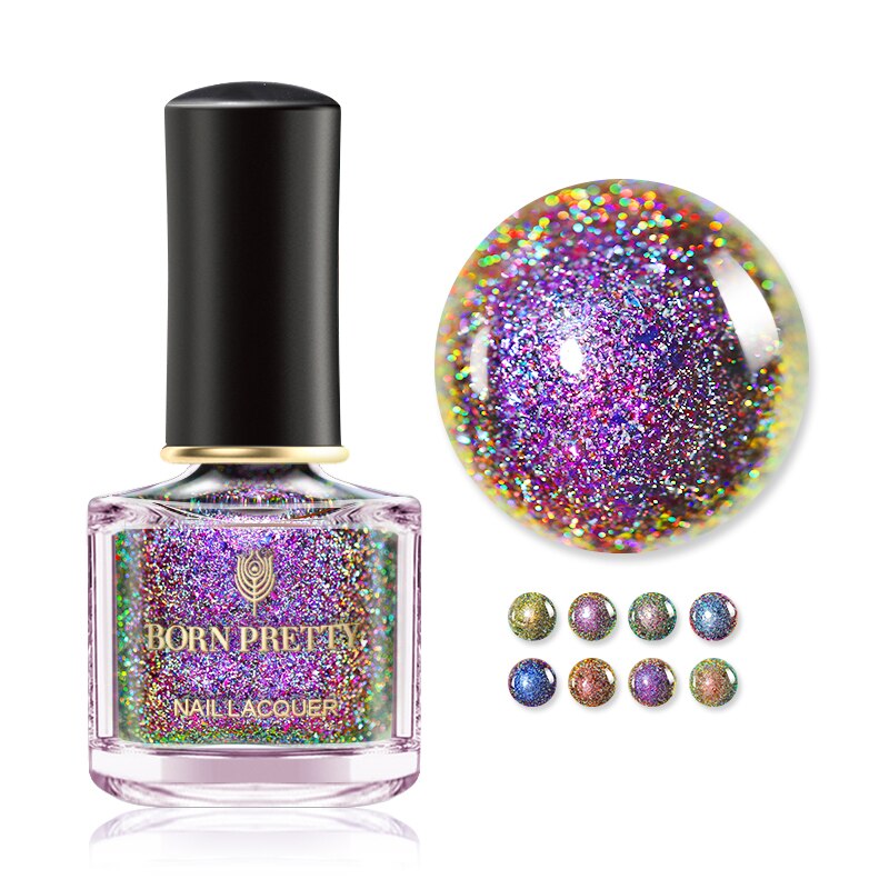 GEBOREN ZIEMLICH 6ml Pfau Holographische Nagellack nagel Wirkung Lange Anhaltende Nagellack glänzend funkeln Pailletten Nagel Kunst Mangel