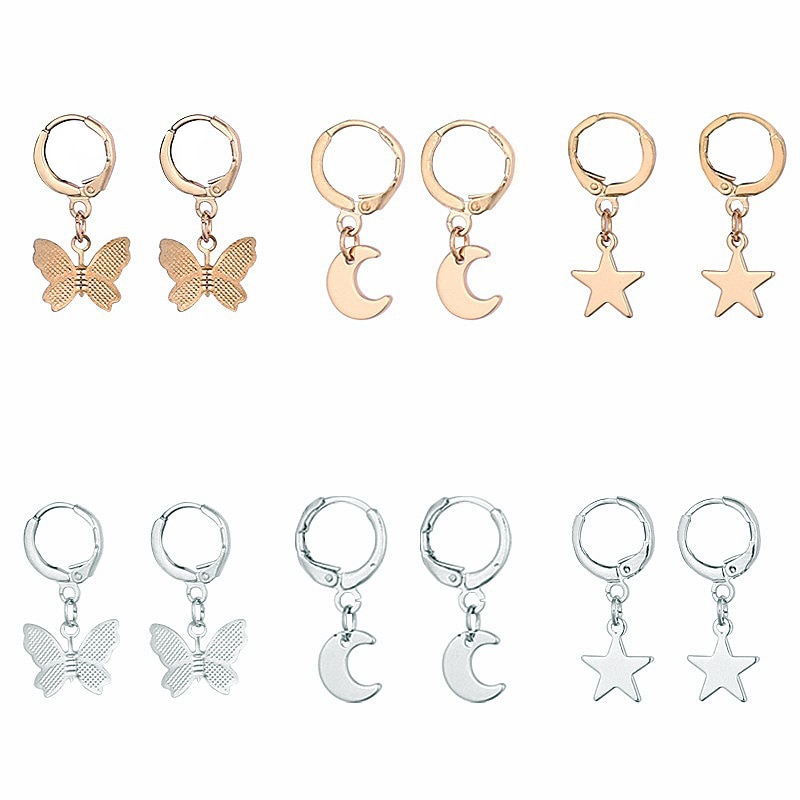 Utsökt butterfly star fyrkantiga örhängen för kvinnor trendiga minimalistiska guldfärgade bröllopssmycken flicka tillbehör