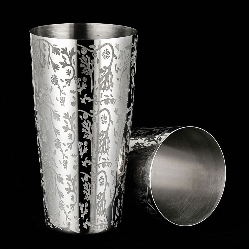 Unweighted Boston Cocktail Shaker Bar Shaker With Etched Pattern Bar Cocktail Shaker Tin Set - 800ml &amp; 500ml