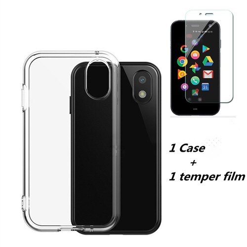 For Palm Phone PVG100 Case Transparent Frame Back Cover Clear Phone Bag Cases PVG 100 Temper Glass Protective Film: Case And Film