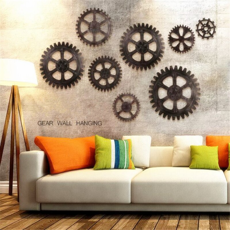 Date rétro Style industriel en bois engrenage décoratif roue engrenage ornements Art Bar café maison tenture murale décor artisanat