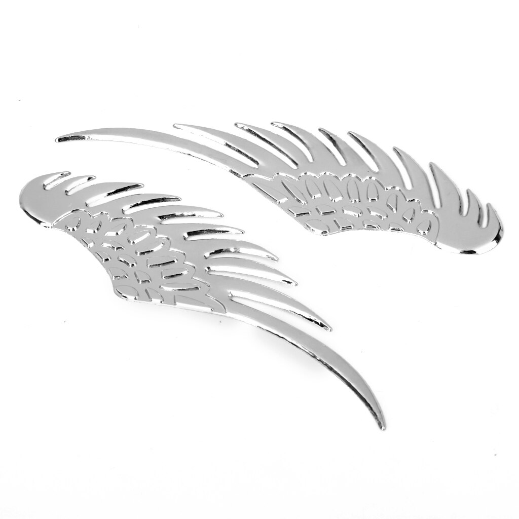 Paar 3D Angel Wings Stijl Auto Auto Voertuig Metalen Sticker Decals-Zilver