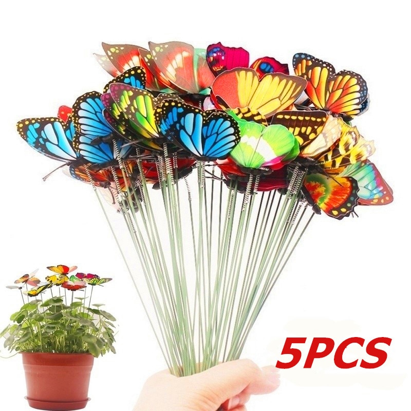 5 Pcs Vlinders Tuin Yard Planter Vlinder Stakes Decoracion Outdoor Decor Bloempotten Decoratie Vlinder Decoratie: Default Title