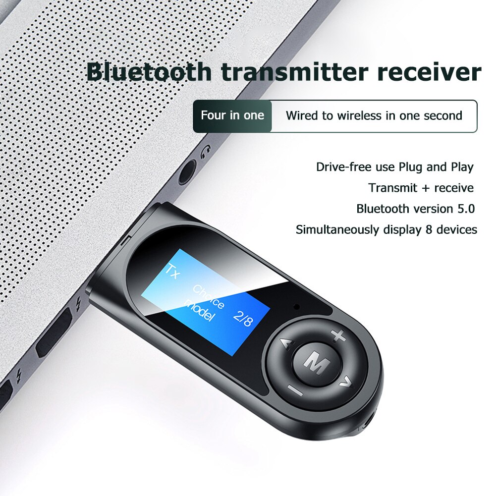 Klassieke Usb Bluetooth Adapter Multifunctionele Lcd-scherm 3.5Mm Audio Pc Adapter Bluetooth Ontvanger Zender Auto Onderdelen