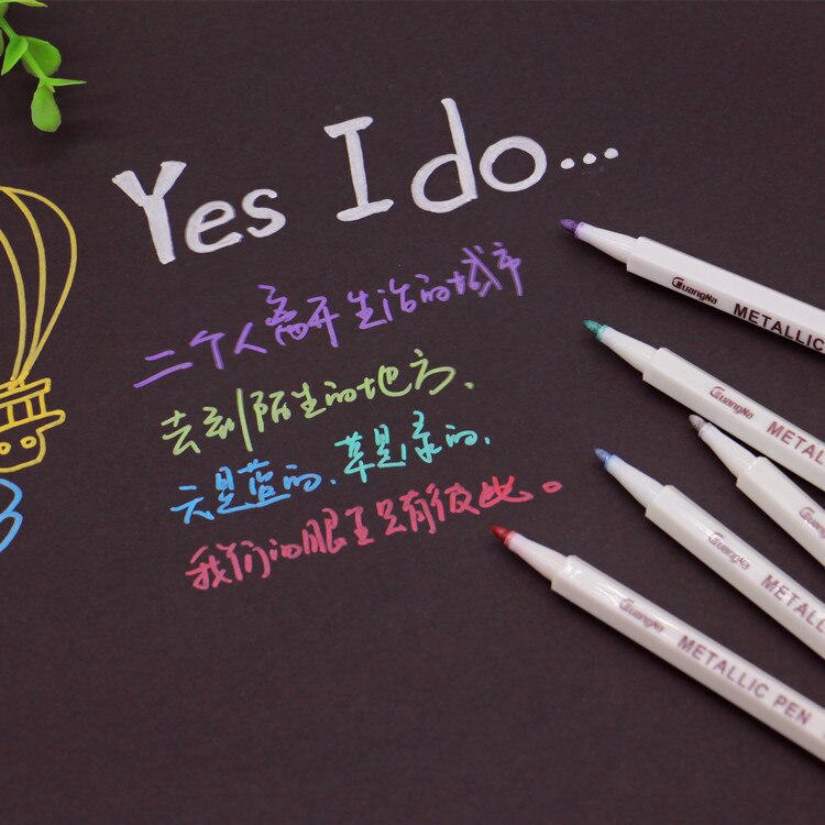 10 stk/parti tegning maleri tusj penner 10 farger penn til svart papir kunstrekvisita tusj skrivesaker signaturpenn