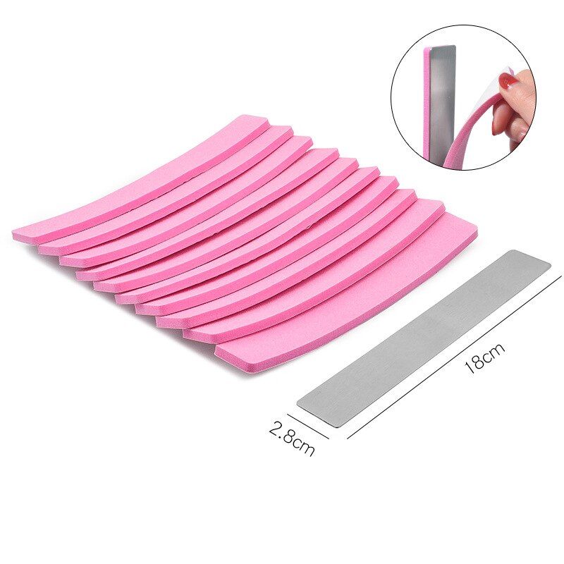 Metall neglefil med 10 stk erstatningsslipepapir bufferstrimler selvklebende puter rustfritt stål håndtak dobbel side hard hudfjerner: 01