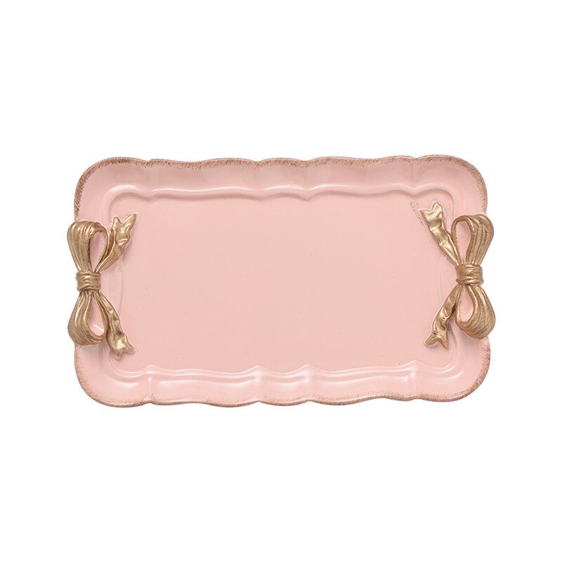 Bandeja de arco nórdico para cosméticos, plato de almacenamiento de frutas y postres, bandeja de aperitivos para pastel, Plato decorativo para el hogar, 1 ud.: Pink