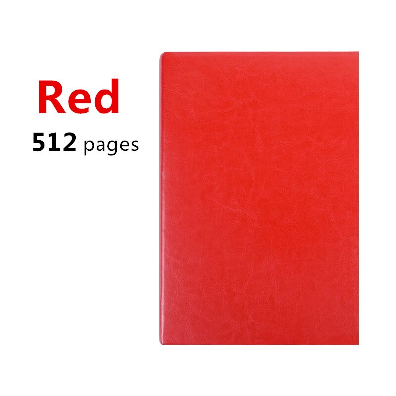 Blødt imiteret læder supertyk 512 sider styret notesbog  a5 daglige notesbogs levetid registrerer bedst i 2-3 års skrivning: Rød