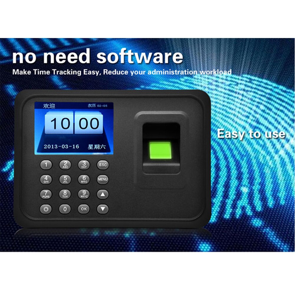 Home Office US Plug Fingerprint LCD Display Electronic Employee Control Security Password Recording Attendance Machine