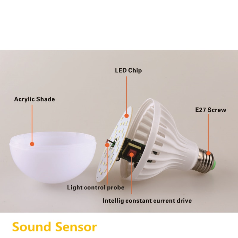 LATTUSO LED Bulb Motion Sensor Lamp 220V Led Bulb 9W E27 Sound+Light Auto Smart Led Infrared Body Lamp With Motion Sensor Lights