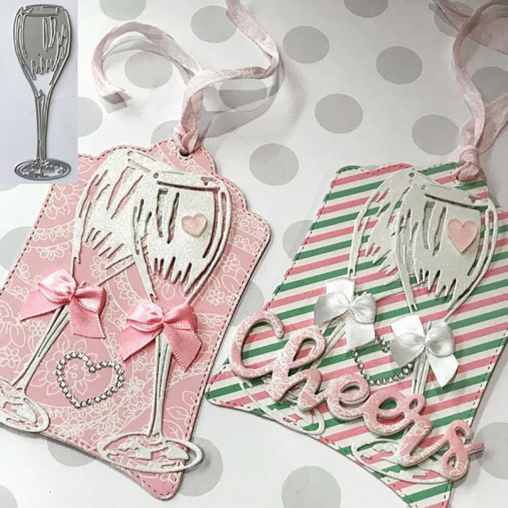1 Set of Durable Wine Glass Metal Cutting Dies DIY Scrapbooking Embossing Paper Cards Stencil