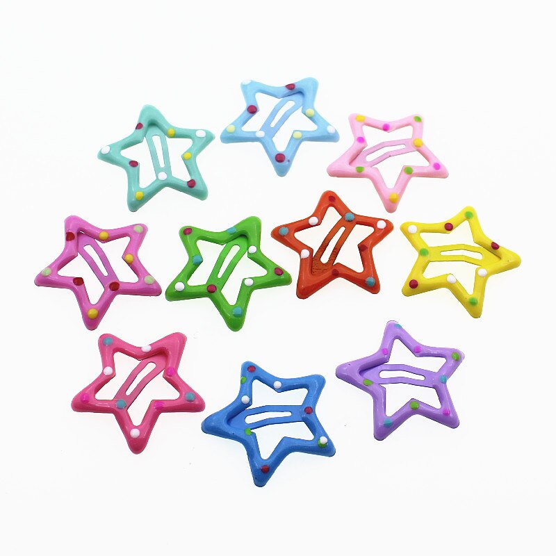 5Pcs/lot Cute Dog Hairpin Colorful Bone Shape Hairpin Pet Small Dogs Hair Clips for Chihuahua Pug Grooming Dog Accessories: Stars Dots