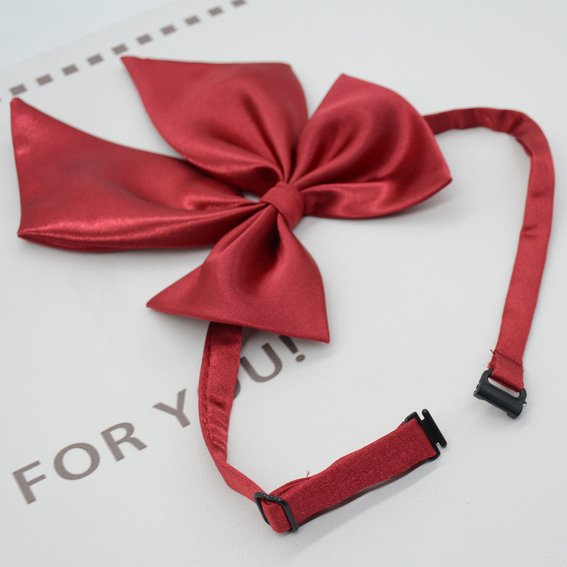 Women Bowties Solid Color Large Bowknot Simulated Silk Butterfly Necktie Shirt Accessories Event Performance Bank Hotel Bow Ties