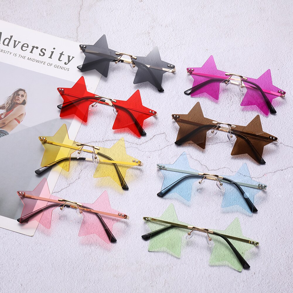 Gafas de sol clásicas con forma de estrella para hombre y mujer, lentes de sol sin montura, transparentes, a la , color océano