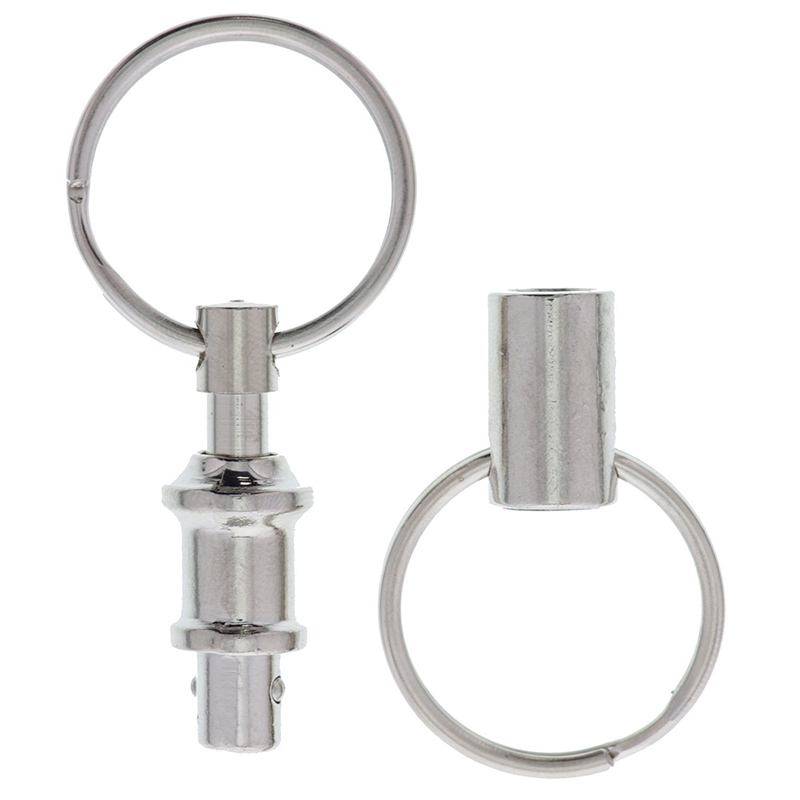 1PCS Dual Detachable Key Chain Snap Lock Holder Steel Chrome Pull-Apart Key Rings Removable Keyring Keychain