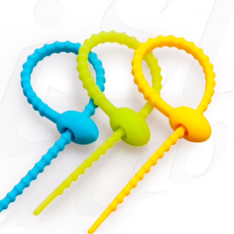3 Pcs Bag Banden Siliconen Kabel Management Zip Tie Twist Seal Clip Brood Eten Saver Keuken Gadgets Essentials Datakabel opslag