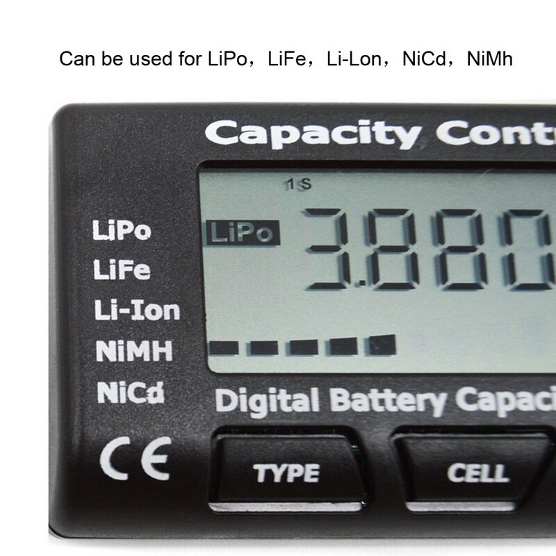 5-- in- -1 batterijmeter lcd digitale batterijcapaciteitscontrole controller voor lipo life li-ion nicd nimh batterijcapaciteitstester