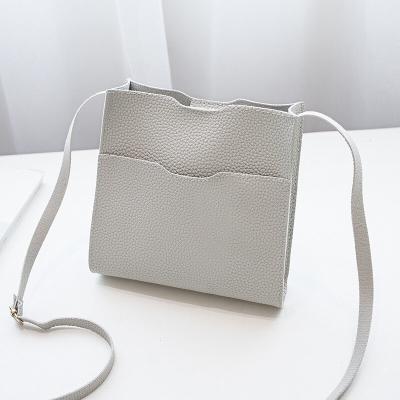 Kvinder solid lille pakke skulder besked crossbody taske fritid hipster ensfarvet mobiltelefon taske pu taske håndtaske: Lysegrå