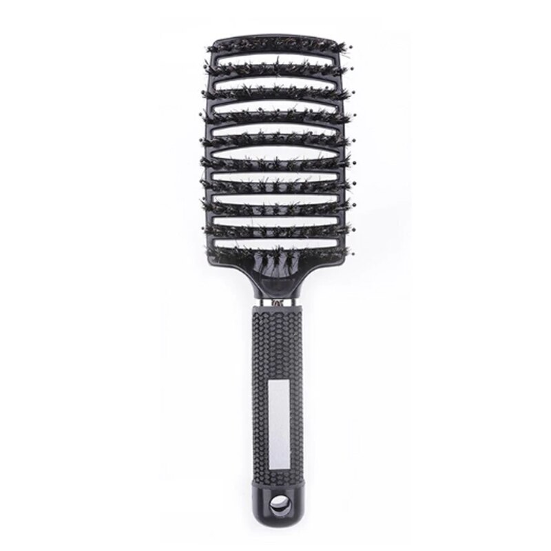 Girls Hair Scalp Massage Comb Hairbrush Bristle Nylon Women Wet Curly Detangle Hair Brush for Salon Hairdressing Styling Tools: Black