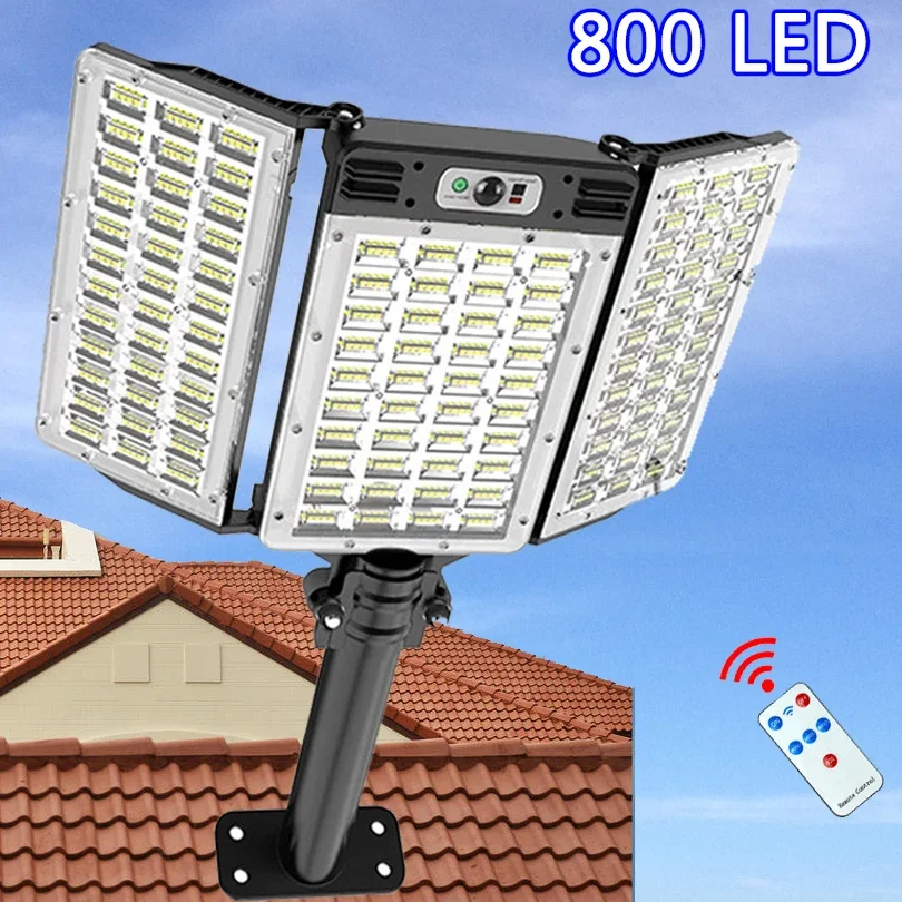 Kraftige utendørs solcellelamper bevegelsessensor vanntett vegglampe 800 ledet sollysbelysning hage med hagegatelys