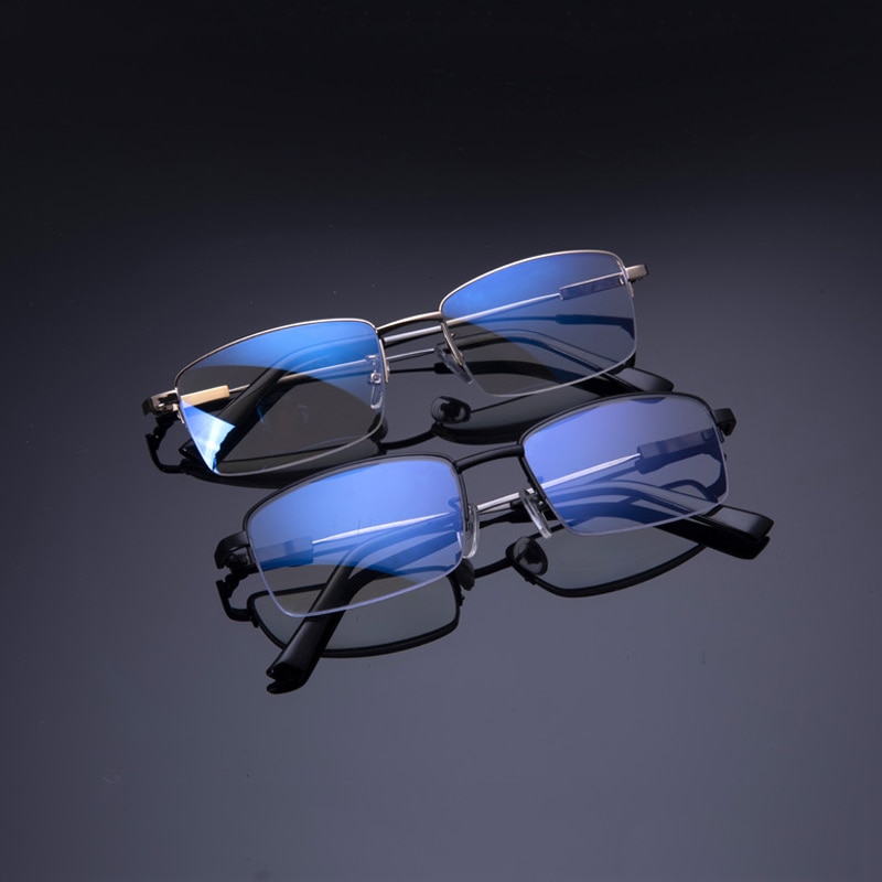Lunettes de vue multifocales progressives anti-lumière bleue elbru en métal titane pour femmes et hommes, anti-fatigue, loupes, presbytie