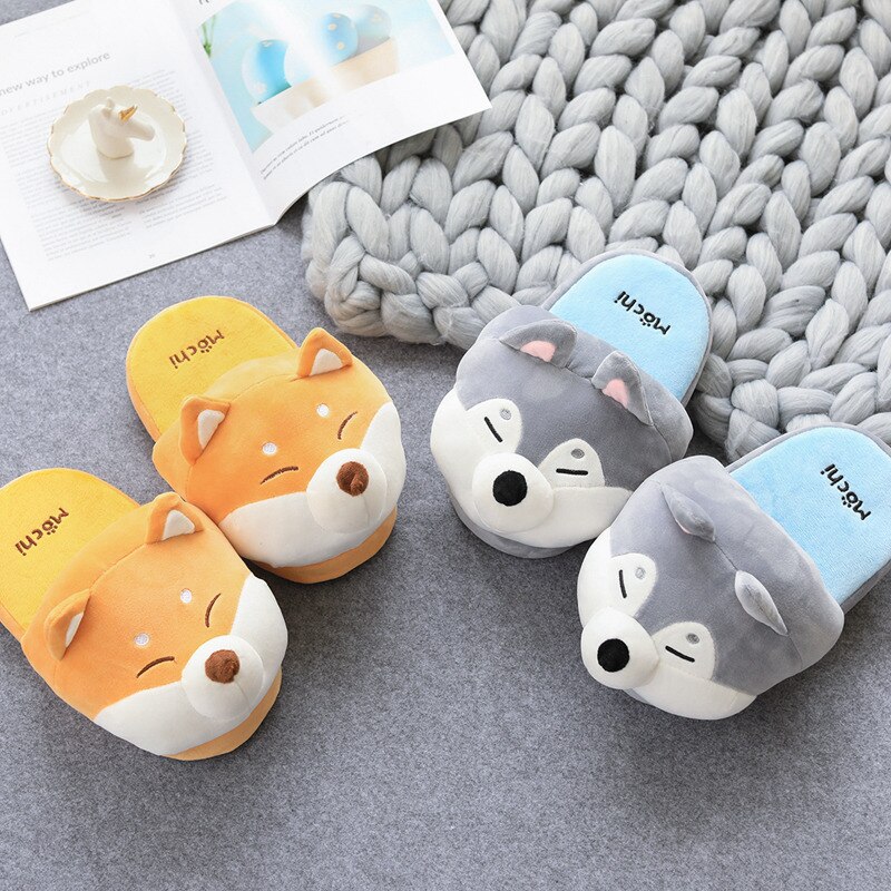 Sans lacet pantoufles pour femmes, chaussures chaudes Husky, pantoufles pour femmes, chaussures d'hiver, plates, pantoufles pour animaux, de noël
