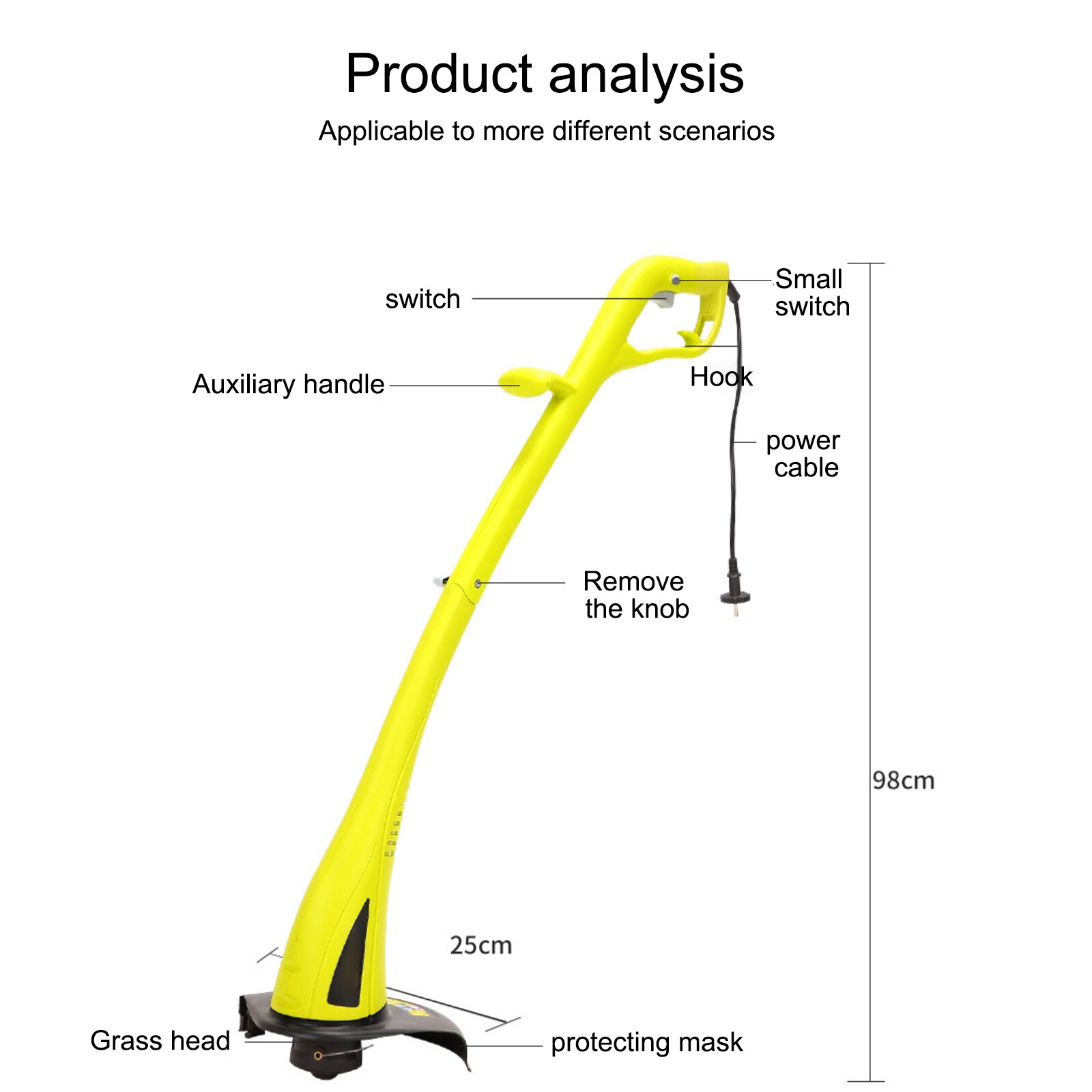 240V 50Hz Electric Lawn Mower Machin Non-slip Handle ​Wireless Cordless Portable Grass Trimmer Garden Trimming Machine