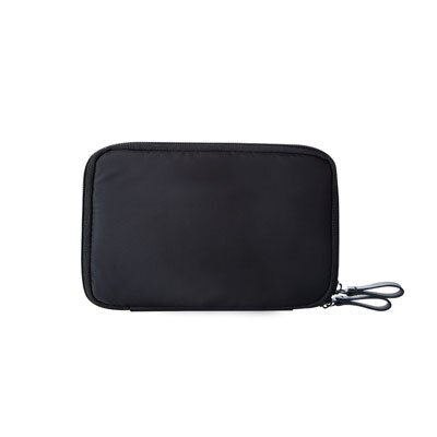 Small Casual Clutch Wallets Nylon Double Zipper Travel Men Passports ID Cards Holder Organizer: Black size L