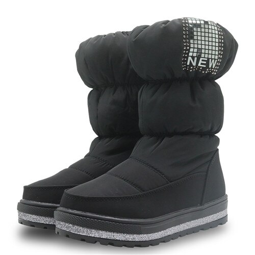 Apakowa Winter Meisje Warme Wollen Voering Snowboots Kinderen Waterdichte Antislip Pluche Laarzen Voor Peuter Meisjes Kids wandelschoenen: black / 9